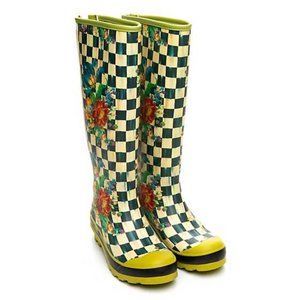 Mackenzie-Childs Courtly Check Rain Boots - Tall - Size 7 BRAND NEW IN BOX!